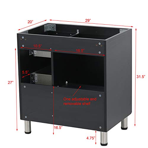 Windbay 30" Freestanding Bathroom Vanity, Black Texture Embossed. White Integrated Countertop #TOP2