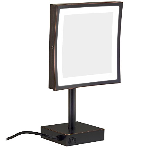 GURUN Square Lighted Vanity Mirror with 3x Magnification,8.5 inch (Oil-Rubbed bronze)
