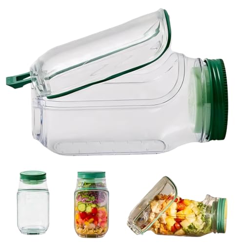 YOFDAL 1 PCS Contenedor de ensalada para el almuerzo con recipiente de aderezo, meal prep containers,tarros de ensalada a prueba de fugas con tapas, separación en seco y húmedo.