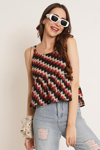 Image of COTLAND Fashions Designer Pre-Shrunk Cotton Peplum Top for Women