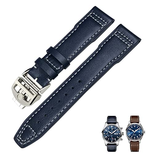 Bracelet de montre en cuir véritable d'agate luxe pour IWC Mark et Spitfire