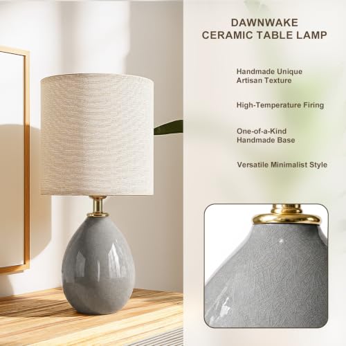Image of Dawnwake 18.5 inch Table Lamp Set of 2 for Living Room Bedroom, Bedside Lamps for Night Stands, Desk Nightstand Lamp Dimmable, Modern Linen Cream Ceramic Lamps (Grey)