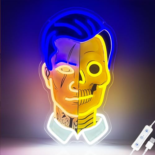 ONGNOU Gaming Neon Sign Gold Skull LED Wall Decor