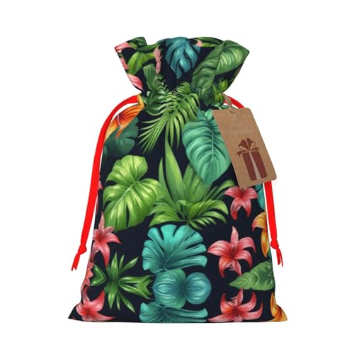 Cvnbmakk 熱帯植物 クリスマス巾着ギフトバッグ L&M 不織布トートバッグはホリデーパーティーに最適