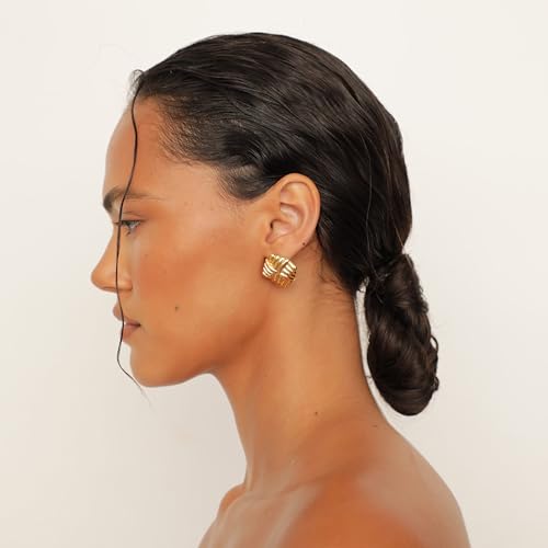 Wind Gold Statement Earrings – 18K Gold-Plated Sculptural Post and Back Earrings – Lightweight– Modern Abstract Design – Statement Jewelry by Heaven Mayhem2