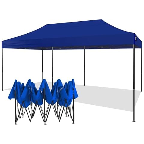 AMERICAN PHOENIX 10x20 Canopy Tent Pop Up Portable Instant Commercial Heavy Duty Outdoor Market Shelter (10'x20' (Black Frame), Blue) Cover