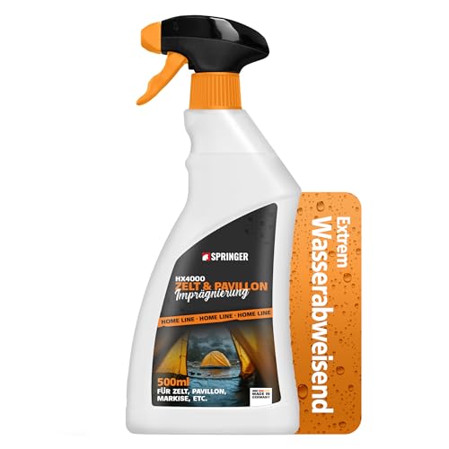 SPRINGER HX4000 - - Outdoor Imprägnierung 500 ml - - Made in Germany - - Imprägnierspray für Zelt Pavillon Markise etc. - - Hält Textilien wasserdicht - - Atmungsaktiver Langzeitschutz