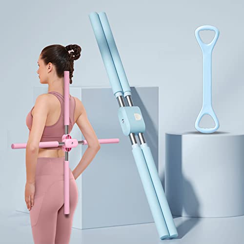 XINLIFE Yoga Sticks for Posture Corrector, Multipurpose Hump Back Posture Corrector Stretching Sticks with Retractable And Rotatable Design for Adult And Child,Blue