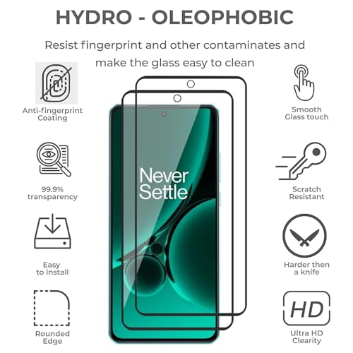 Image of Tempered Glass Screen Protector Compatible with OnePlus Nord CE3 (6.7 Inch), 9H Hardness HD Clear Anti Scratch Bubble Free Easy Installation, Pack of 2