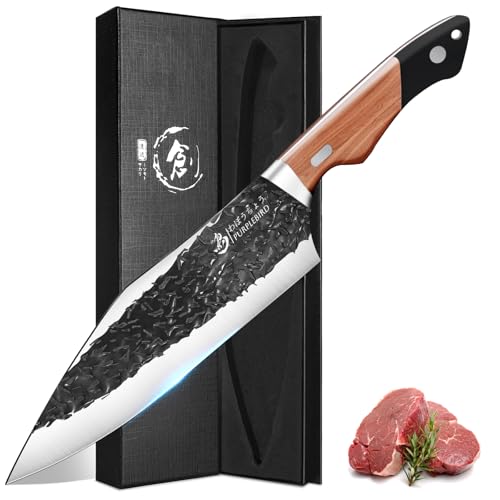PURPLEBIRD Geschmiedetes Kochmesser, Profi-Küchenmesser, Fleischermesser mit Holzgriff, Scharfes Küchenmesser, Full Tang Grillmesser für Küche...