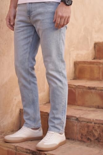 Image of Louis Philippe Men's Smart Fit Stretch Fabric for Comfort Premium Wash Aesthetic Authentic Twill and Durable Jeans