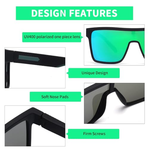 Image of GLINDAR Polarized Sunglasses Men Flat Top Womens, Oversized Square Shield | One Piece,Trendy,Lightweight,Driving