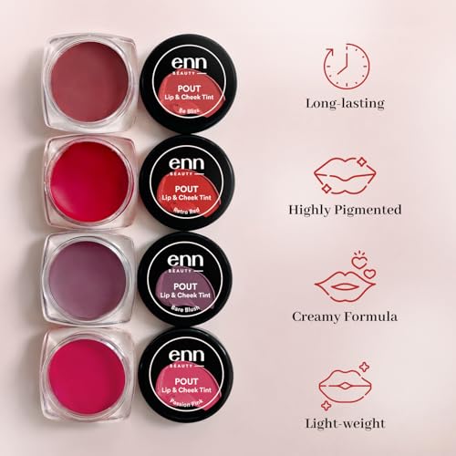 Image of Enn Beauty Pout Lip, Cheek & Eyeshadow Tint with SPF 10 withThe Goodness of Jojoba & Avocado Oil, Natural Blush for Women, Long Lasting, Sls & Paraben Free - Be Bliss, 5gm