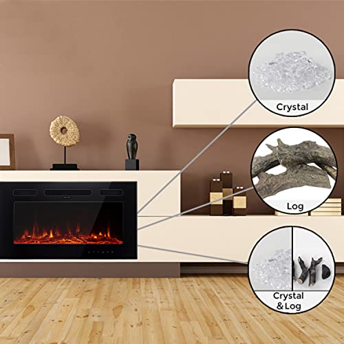 Maxhonor Electric Fireplace Insert Wall Mounted Freestanding Heater With Remote Control, 1500/750W (30 Inch, Black) #TOP4