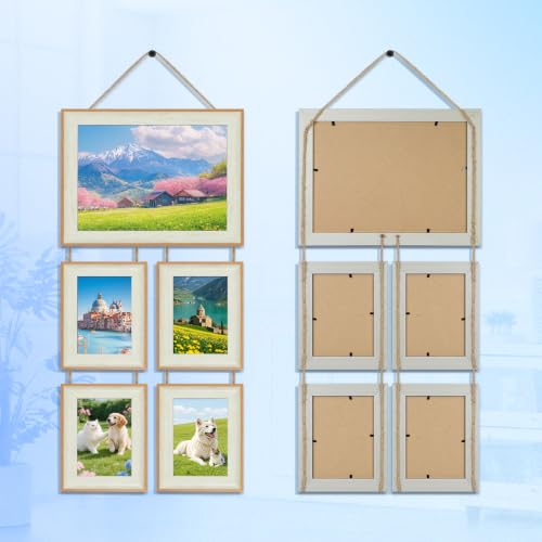 ZEEYUAN 8.5x10 & 4x6 Picture Frame Hanging Wall Collage Picture Frame Set, Holds 1 Large 8.5x10 and 4 Small 4x6 Photos, 5 Openings Wall Picture Frame for Home Deor — view 6