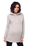 Purpless Maternity 2in1 Pregnancy Nursing Hoodie Sweatshirt Woman Kangaroo 9050 (4, Light Gray)
