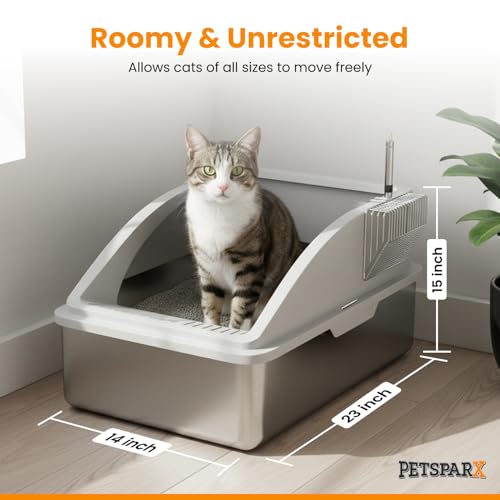 Arenero de Acero Inoxidable XL con Tapa para Gatos Grandes miniatura 2