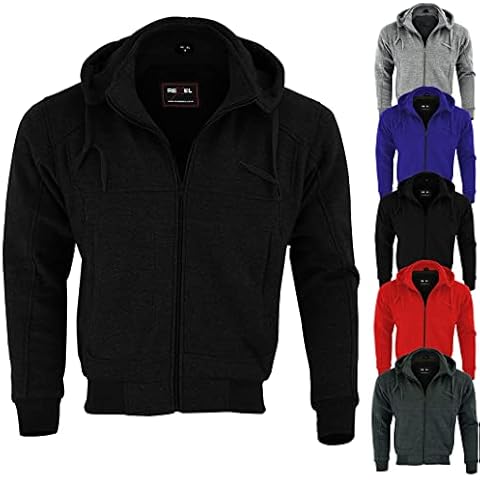 RXL Motorbike Motorcycle Hoodies Men Protective Jacket Amoured Hoody Fleece Zip Up with Rmovable Armor Fashion Gear (Black, 6XL) Cover