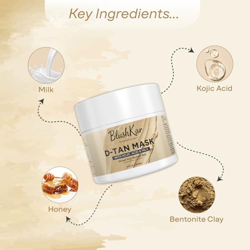 Image of D-Tan Mask 100gm | Instant Tan Remover for Bright Skin | Enriched with Kojic Acid, Milk, Honey, Green Tea & Sandalwood Oil | All Skin Types