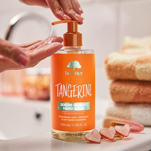 Image of Tree Hut Tangerine Serum Infused Hand Wash, Nourish & Hydrate Hands with Strengthening Skin Care, Long Lasting Scent, Cleanse & Lock in Moisture, 11 fl oz. (Pack of 2)