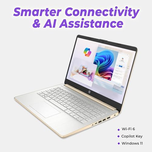 Image of HP 14 inch Everyday Laptop • Copilot AI • Intel Processor • 4GB RAM • 64GB SSD + 1TB Cloud Storage • Microsoft 365 • Copilot AI • Windows 11 • Fast Charge and Long Battery Life • Thin & Portable