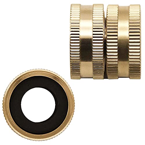 Lifynste 2 Pack 3/4\" Heavy Duty Brass Garden Hose Adapter with Dual Swivel for Male Hose to Male Hose, Double Female