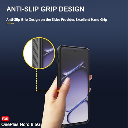Image of TheGiftKart Liquid Silicon Back Cover Case for OnePlus Nord 6 5G | ShockProof Military Grade Protection | Micro-Fibre Cloth On Inner Side | Anti-Slip Grip Case Cover for OnePlus Nord 6 5G (TPU, Black)