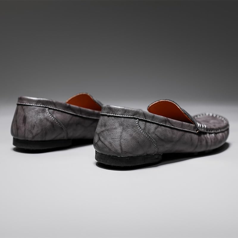 Mens Loafers Square Toe Faux Leather Penny Loafers Flexible Comfortable Flat Heel Wedding Outdoor Slip-on3