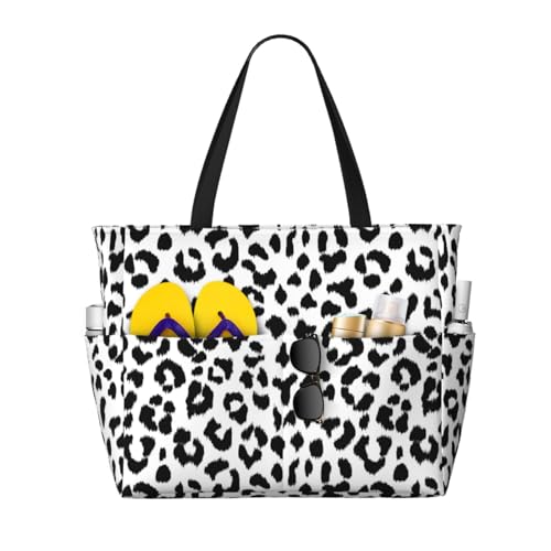Sac à bandoulière léopard pour femme - Grand sac de plage spacieux et léger