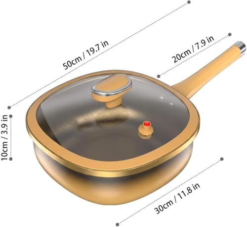 Wok antiadherente de aleación de titanio de 12 pulgadas con tapa y cesta de vapor miniatura 7