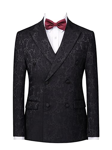 Wemaliyzd Men's 2 Piece Wedding Suit Double Breasted Paisley Pattern Blazer Pants3