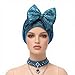 Turbans for Women African Head Wraps Bow Decoration Elastic Headwear Nigerian Turban Cap Fashion Pre-Tied para Mujer Blue