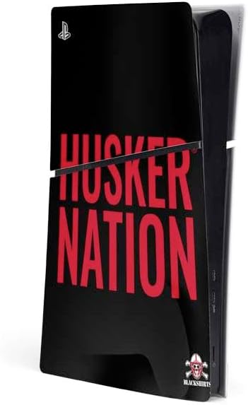 Skinit Decal Gaming Skin Compatible with PS5 Slim Digital Edition Console - Officially Licensed University of Nebraska Collegiate Text Black Design