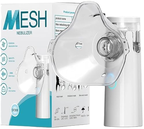 Image of Umite Chef Portable Mesh Nebulizer Machine for Adults & Kids - USB Rechargeable Silent Handheld Nebulizer for Cough, Asthma, COPD & Breathing Therapy - Ultrasonic Vaporizer with Child & Adult Mask
