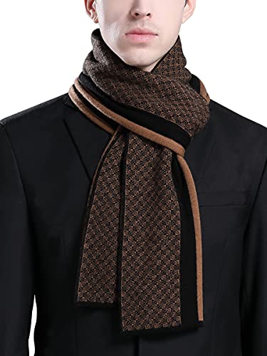 WANYING 6% Laine Écharpe Tricotée pour Homme Automne Hiver Foulard Châle Écharpe en Tricot Laine Mode Chic Casual Business 180×30cm - Petit À Carreaux...
