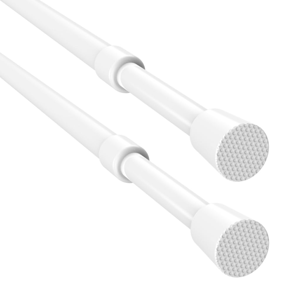 Coco29-2 x Pack - Powder Steel Adjustable Tension Rods, 16-24", White