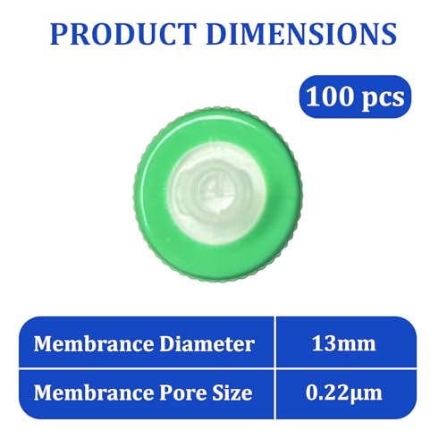 Image of 100 Count Syringe Filter, Nylon 13mm Diameter 0.22um Pore Size(Green) | Nylon Hydrofilic Membrane 13mm Diameter 0.22um Pore Size, Syringe Lab Filters, Non Sterile Filtration (Green)