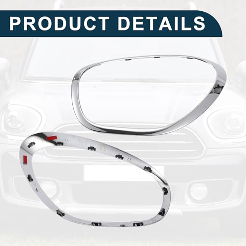 TUCKBOLD Headlight Trim Bezel for Mini Cooper Countryman 2011-2016 No.51139801573 Front Left Headlamp Bezel Headlight Cover Decor Silver Tone 1pc by TUCKBOLD - Used condition - Image 6