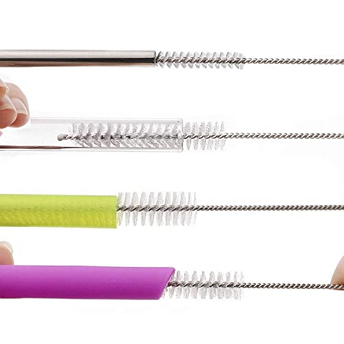 Image of Stainless Steel Straws for Drinking with Cleaning Brush for Kids and Adults Reusable Metal Straw Set Drinking Juice & Drinks Reusable Pipe (10 PCS Straw Cleaning Brush)