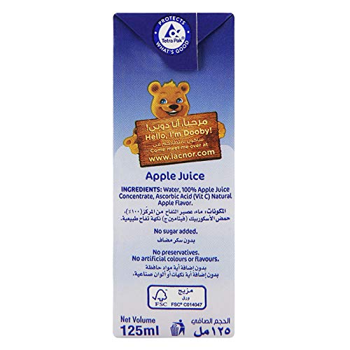 Lacnor Essentials Apple Juice Enriched With Vitamin C, 125Ml Pack Of 6