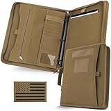 LIVANS Taktisches Notizbuch, Portfolio, Padfolio, Ringbuch mit Reißverschluss, Armee-Militär-Notizbuch, Planer enthält 25 Blatt A4-Briefpapier und abnehmbare 3-Ringe, Multi-Storage-Grifftasche für