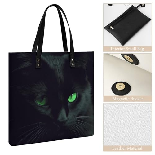 Wolf Head Pattern Work Tote Bag for Women Leather Shoulder Bag with Magnetic Buckle Purse And Handbags3