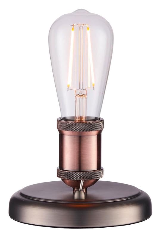National Lighting Maddox E27 Small Table Lamp Pewter & Copper Finish – Adjustable Head Industrial Retro Style Bedside Light with On/Off Base Switch – 40W Max LED or Halogen Compatible IP20 Rated