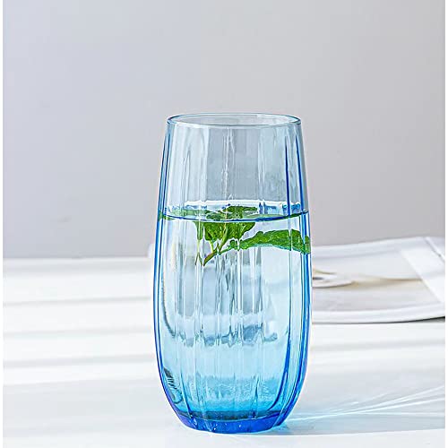 Image of Premium Blue Juice Glasses 450 ML Drinking Glasses, Highball Lead-Free Glasses, Tumblers for Water, Juice, Beer, Cocktail and Mixed Drinks - 4 Pieces, Transparent