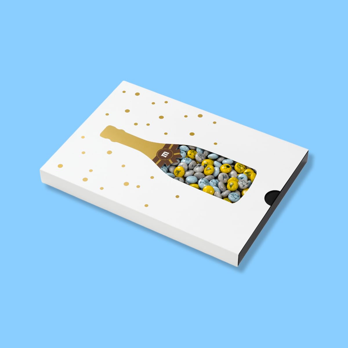 M&M'S COLLECTION Choco Coffret 400g Célébration - Bonbons Chocolat au Lait Imprimés Crème, Jaune et Bleu, parfaits pour Fête, Anniversaire, Célébration