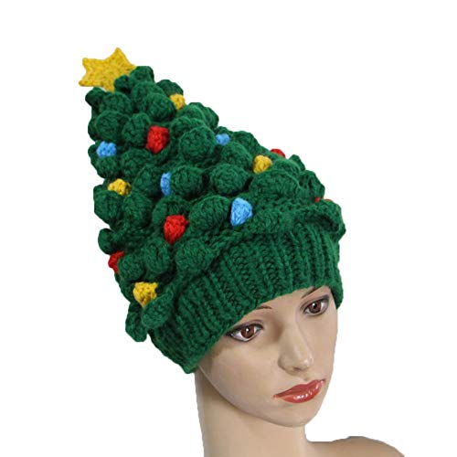 BIBITIME. Christmas Tree Star Beanie Knit Hat Colorful Knot Santa Cap Adult/Kid3