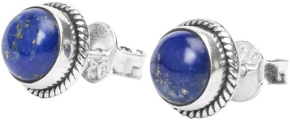 Gemstone Stud Post Earrings, 925 Sterling Silver Gemstone Earring 6 MM Round Girls Women Gift - Image 3