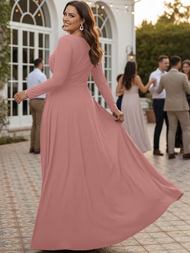 Image of KOH KOH Womens Long Sleeve Flowy Modest Elegant Evening Maxi Dress Gown