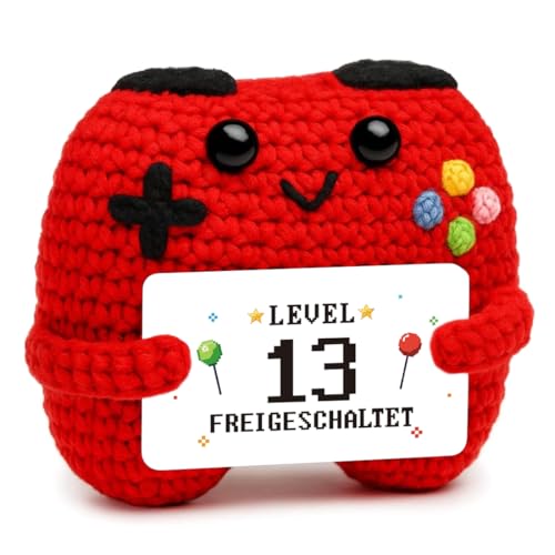 HUKUMA Gehäkelter Gamecontroller 13. Geburtstag Junge Geschenk Geschenk zum Geburtstag für Zocker Pocket Hug Positive Plüsch Lustige Kleines Geburtstagsgeschenk für Jungen Nerds und Mädchen
