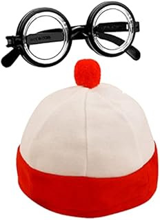 labreeze Kid's Boys Red & White Hat & Glasses 2 Pcs Set World Book Day Fancy Dress Party Costume